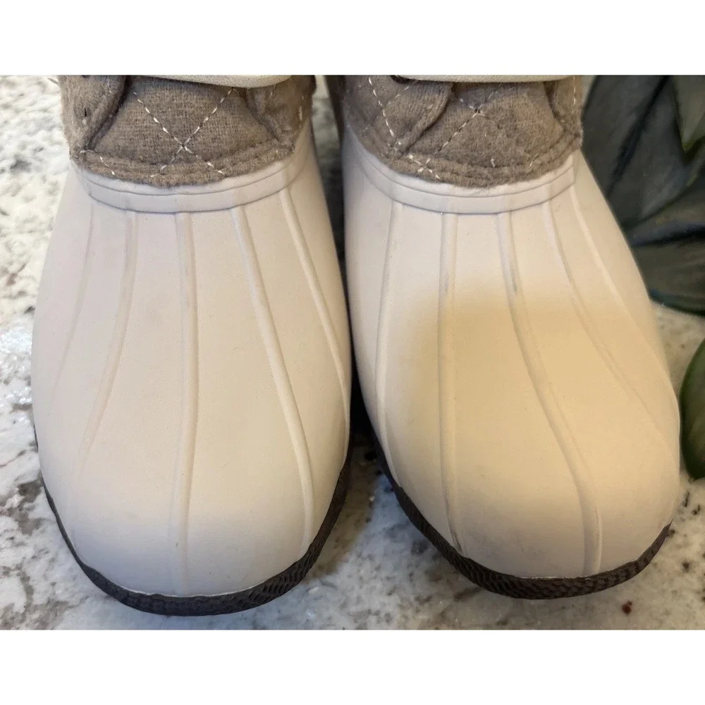 Sperry Saltwater Rain Snow Boots Women's Size 8M Quilted Wool Oyster Shoes